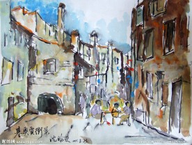风景水粉画