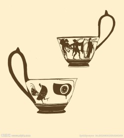 长柄陶杯