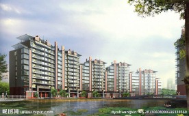 高档楼盘人工湖景观
