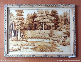 艺术展厅烙画作品