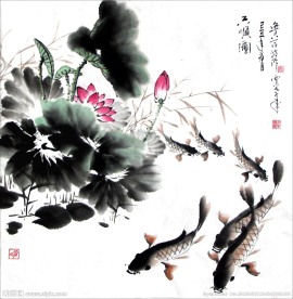 荷花水墨画