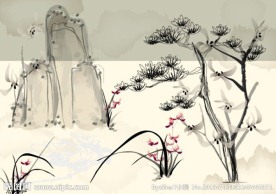 中国传统水墨画矢量素