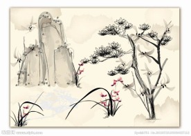 传统山水墨画
