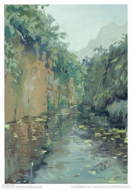 风景水粉画