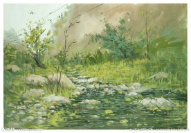 风景水粉画