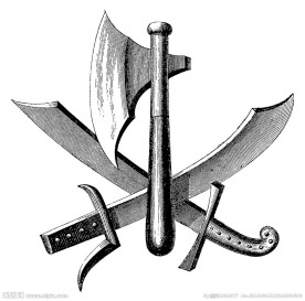 手绘 黑白画 武器