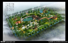 鸟瞰园林效果图