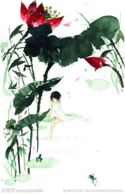 水墨画荷花