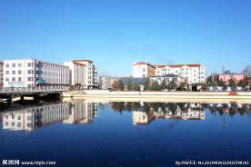 潮查河两岸建筑风景
