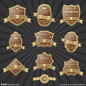 金色丝带复古标签