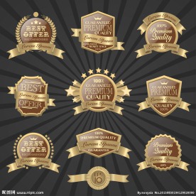 金色丝带复古标签