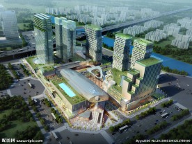 城市综合体鸟瞰效果图