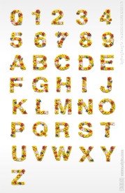 花朵拼成的数字 字母