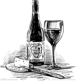 手绘葡萄酒矢量