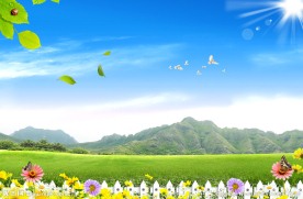 蓝天白云草地