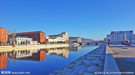 潮查河两岸建筑风景