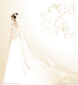 手绘浪漫新娘矢量