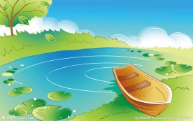 卡通湖水小船