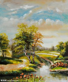 手绘风景装饰画