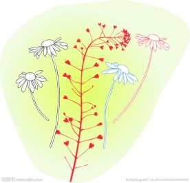 小桃心花朵矢量线描图