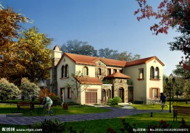 别墅优美环境效果图