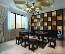 新中式书房效果图