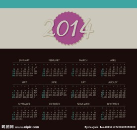 2014年日历