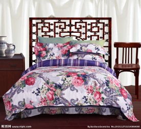 天丝花卉印花四件套