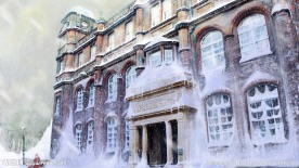 雪景城堡冰城背景素材