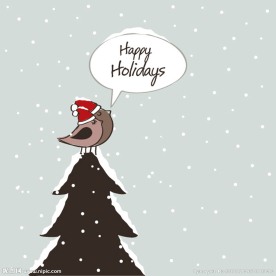 浪漫小鸟圣诞背景