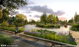 湖边休闲景观环境效果