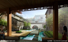 院落凉亭古建筑环境