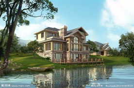 湖边别墅美丽环境设计