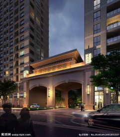 财富公馆夜景效果图