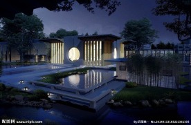 别墅夜景环境景观效果