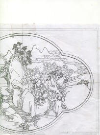 山水雕刻线图