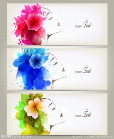 水墨美女花纹头像