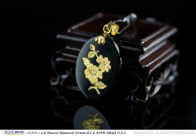 金镶碧玉花饰挂件吊坠