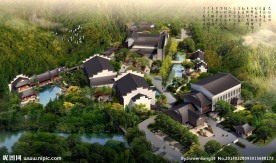 徽派建筑鸟瞰图