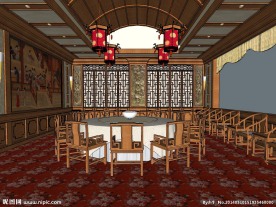 中式宴会厅3D模型