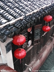 南浔古镇 雪 红灯笼