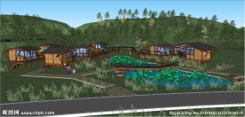 山地su小木屋模型