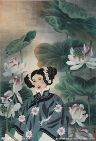 荷花仕女