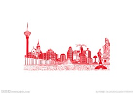 澳门风景名胜线条画
