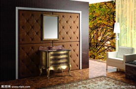 复古金色玻璃洗手台