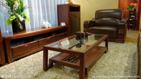 实木玻璃结合茶几