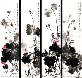 花鸟四屏