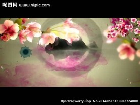 水墨花朵舞台背景视频
