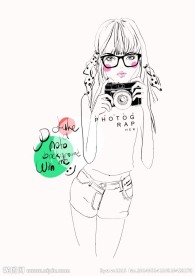 素描写意黑白美女