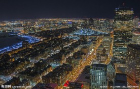 美国波士顿夜景全景